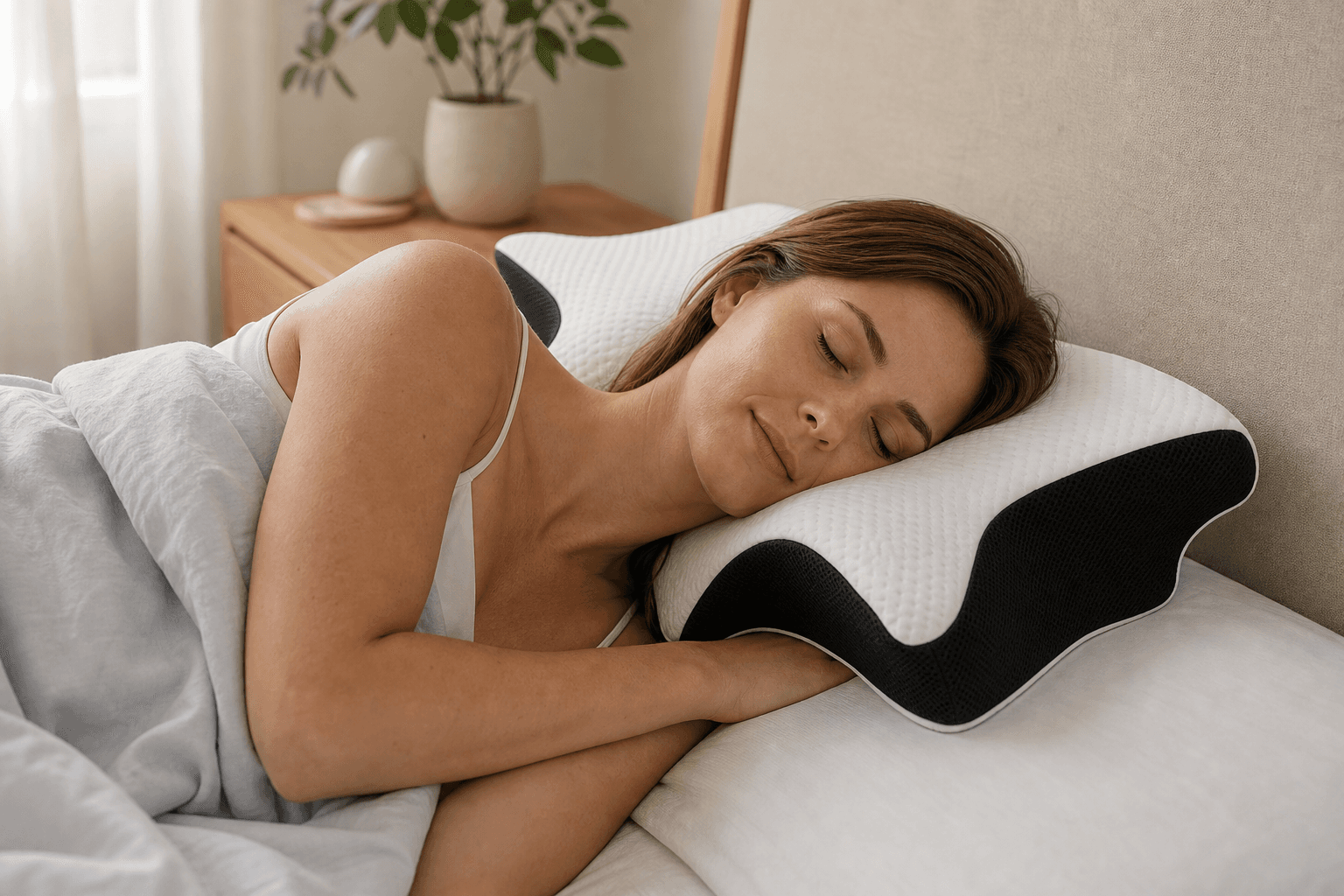 Butterfly memory-foam pillow used for side sleeping